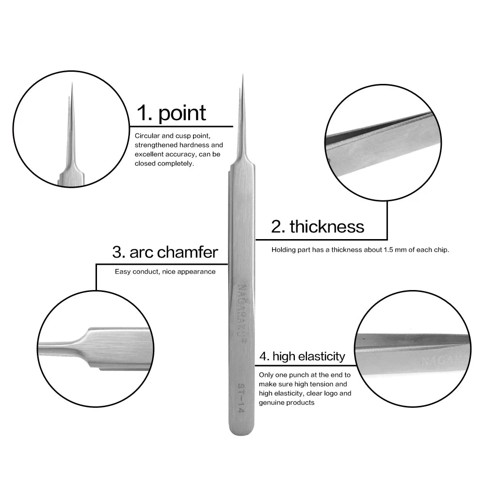 NAGARAKU Pinça de Extensão de Cílios Maquiagem Profissional Pinça Clássica de Volume Preciso Pinça de Maquiagem de Aço Inoxidável