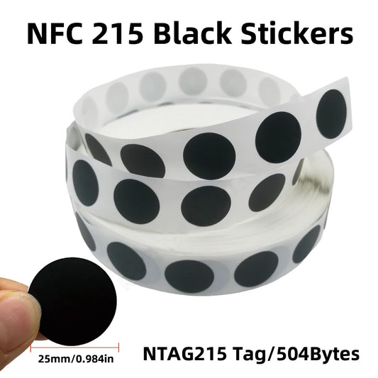 NFC telefone disponível etiqueta adesiva da etiqueta, Ntag preto 215, 13,56 MHz, ISO14443A, etiquetas RFID, auto-adesivo