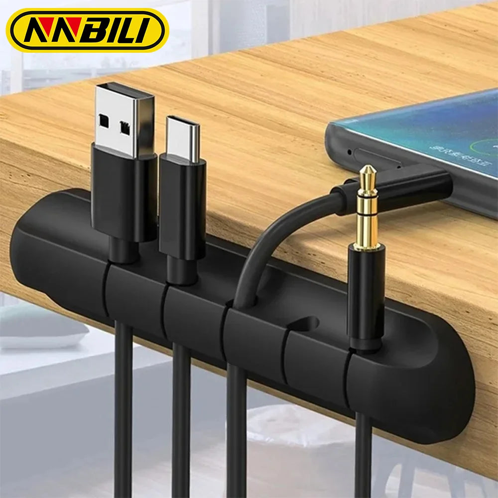 NONGAMI-Silicone USB Cable Organizer, Cable Winder, Desktop, Tidy Management Clips, Suporte para Mouse, Headphone, Wire Organizer