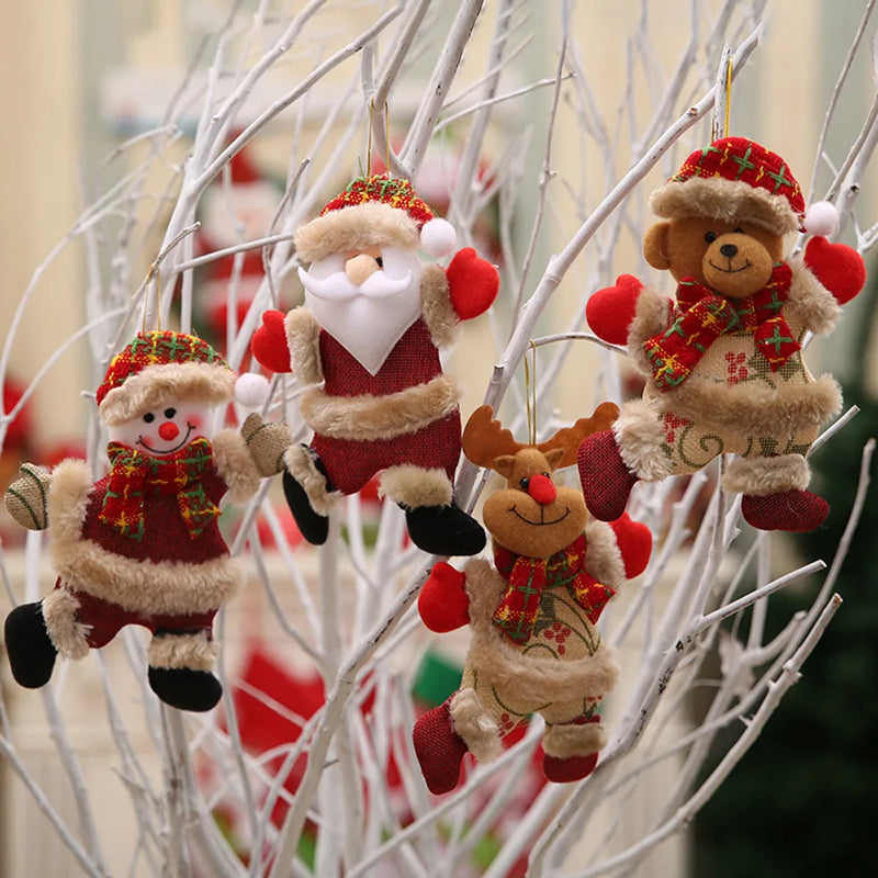 Christmas Ornaments Gift, Santa Claus, Snowman, Tree Toy, Doll Hang Decorations, 4Pcs 
