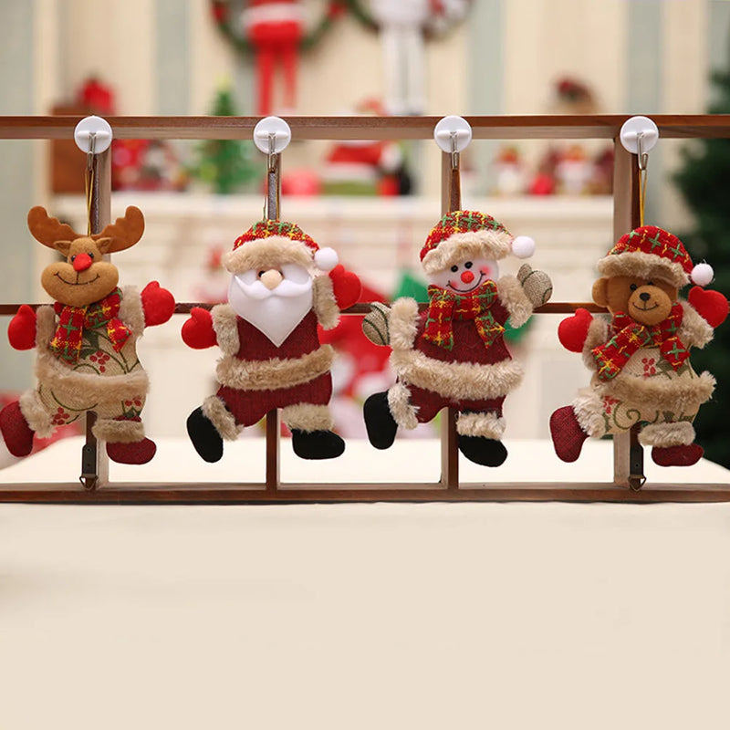 Christmas Ornaments Gift, Santa Claus, Snowman, Tree Toy, Doll Hang Decorations, 4Pcs 