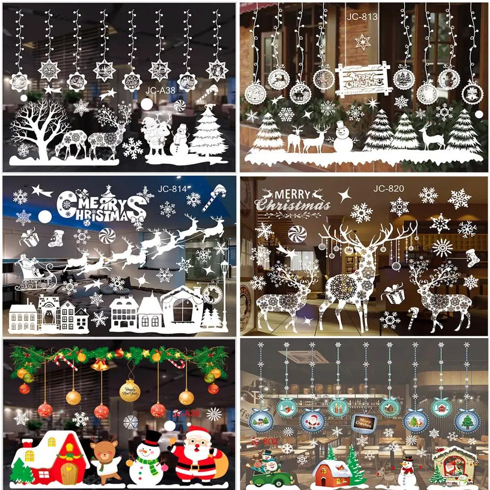 Christmas Window Stickers for Kids Room, Wall Decals, Merry Christmas Decorations for Home, New Year 