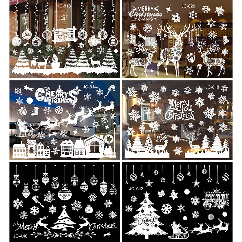 Christmas Window Stickers for Kids Room, Wall Decals, Merry Christmas Decorations for Home, New Year 