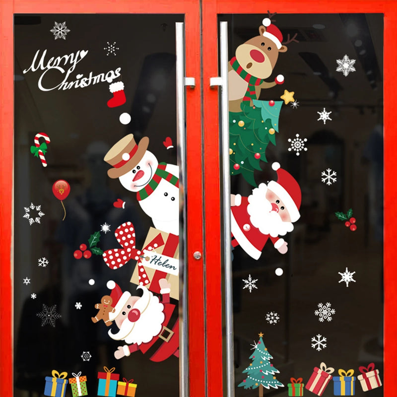 Natal Janela Adesivos para Crianças Quarto, Decalques De Parede, Feliz Natal Decorações Para Casa, Ano Novo