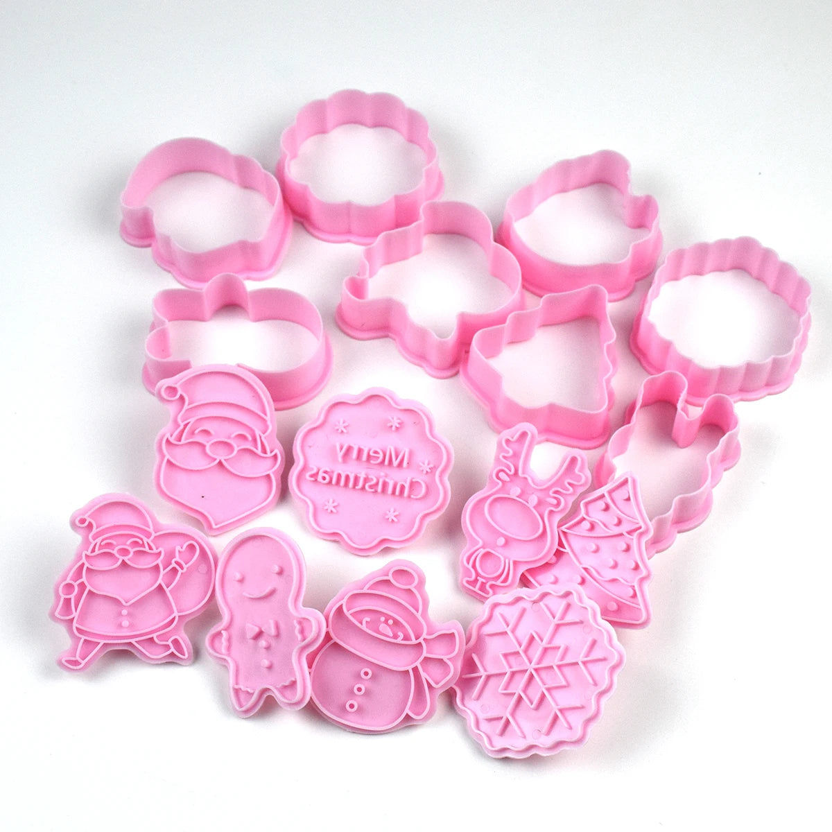 Natal Papai Noel Plastic Cookie Press, Molde De Biscoito, Cookie Stamp, Confeitaria Cozimento De Cozinha, Ferramentas De Pastelaria, 8 Pcs