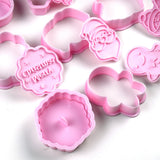 Natal Papai Noel Plastic Cookie Press, Molde De Biscoito, Cookie Stamp, Confeitaria Cozimento De Cozinha, Ferramentas De Pastelaria, 8 Pcs