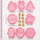Natal Papai Noel Plastic Cookie Press, Molde De Biscoito, Cookie Stamp, Confeitaria Cozimento De Cozinha, Ferramentas De Pastelaria, 8 Pcs