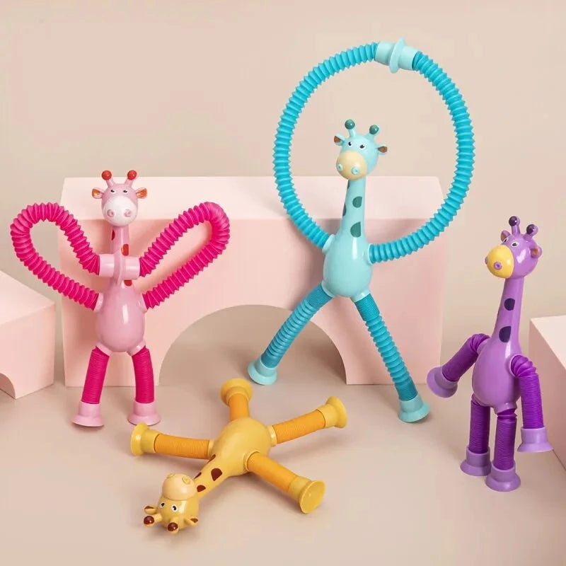 Juguetes navideños con ventosa para niños, tubos de pop, antiestrés, jirafa telescópica, juguete educativo Montessori, regalo para niños 