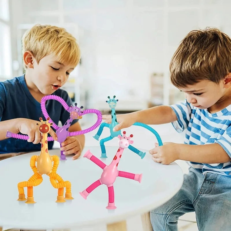 Juguetes navideños con ventosa para niños, tubos de pop, antiestrés, jirafa telescópica, juguete educativo Montessori, regalo para niños 