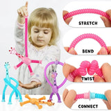 Juguetes navideños con ventosa para niños, tubos de pop, antiestrés, jirafa telescópica, juguete educativo Montessori, regalo para niños 