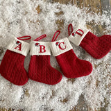 Calcetines navideños tejidos con el alfabeto, adornos para el árbol, decoración del hogar, Navidad, Año Nuevo, regalo de Navidad, 2025, 2024 