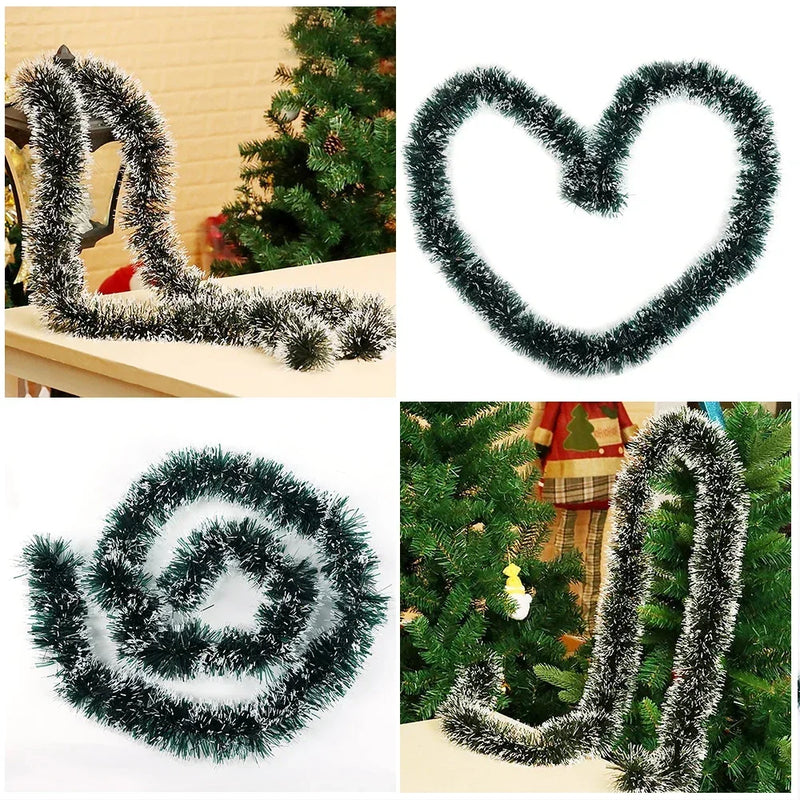 Christmas Green Cane Ribbons Garland DIY Christmas Tree Ornaments Green Cane Ribbons Wreath Hanging Pendant Home Party Decoration 