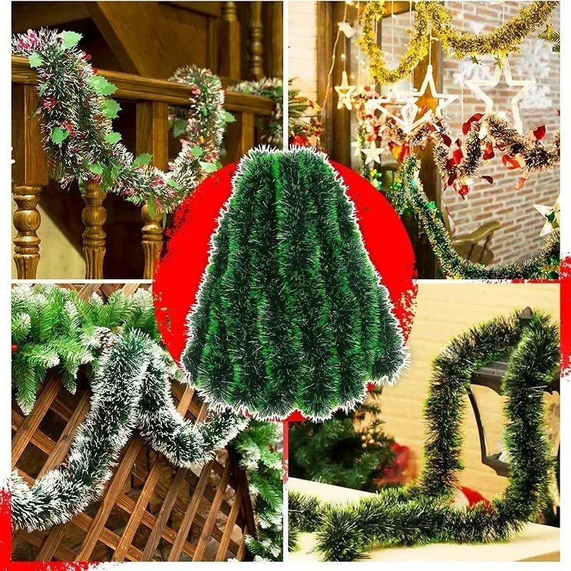 Christmas Green Cane Ribbons Garland DIY Christmas Tree Ornaments Green Cane Ribbons Wreath Hanging Pendant Home Party Decoration 