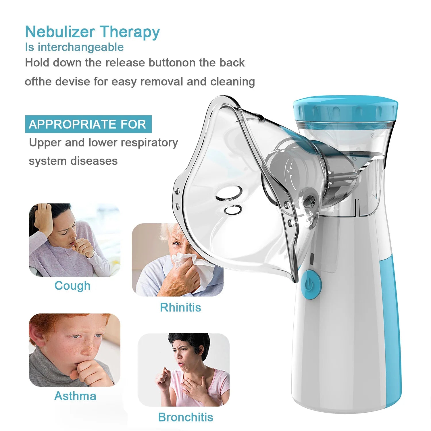 Nebulizador portátil da malha, atomizador, produtos dos cuidados médicos, pulso do dedo, oxigênio do sangue, inalador médico da asma, Handheld