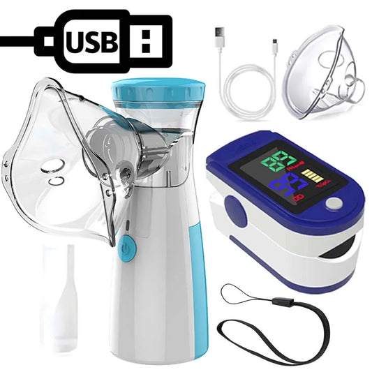 Portable Mesh Nebulizer, Atomizer, Health Care Products, Finger Pulse, Blood Oxygen, Medical Asthma Inhaler, Handheld 