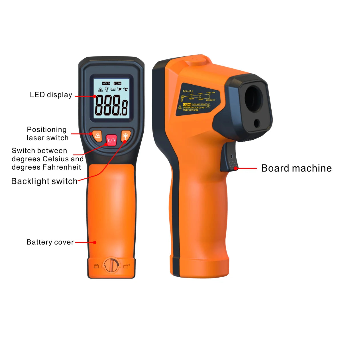 NJTY T600 Handheld Infrared Thermometer Heat Temperature for Cooking Tester Pizza Oven Grill &amp; Motor - Laser Surface Temperature Reading 