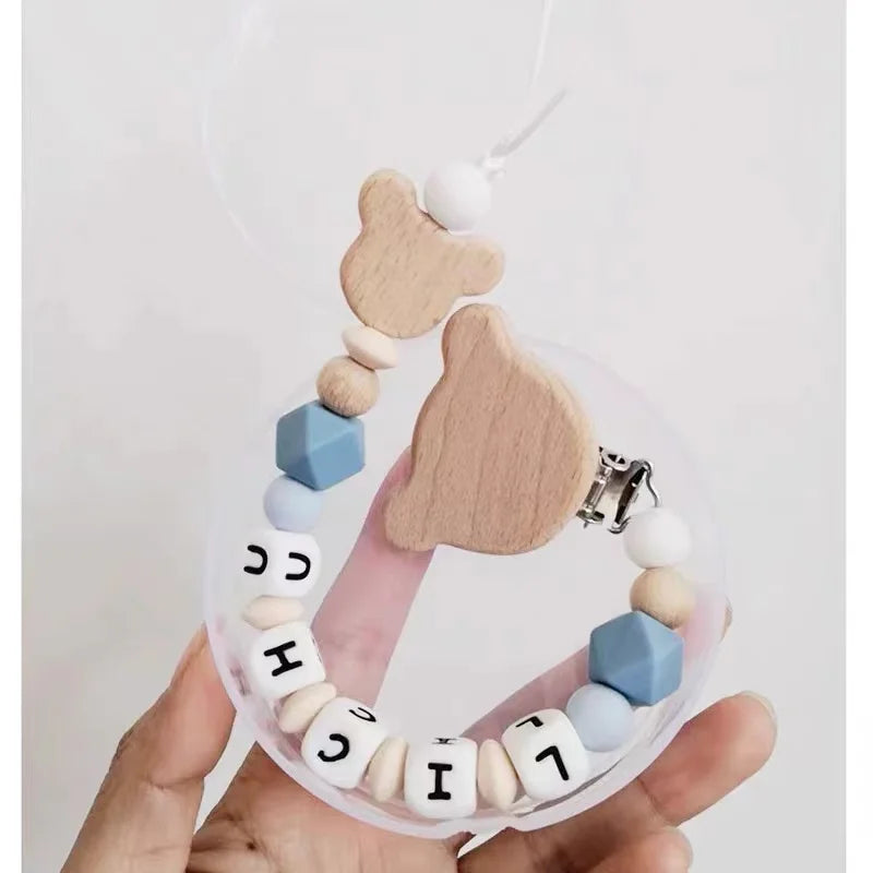 Clip para chupete con nombre personalizado, estilo nórdico, cadena para chupete de recién nacido, accesorio para bebé, colgante, 1 o 2 unidades 
