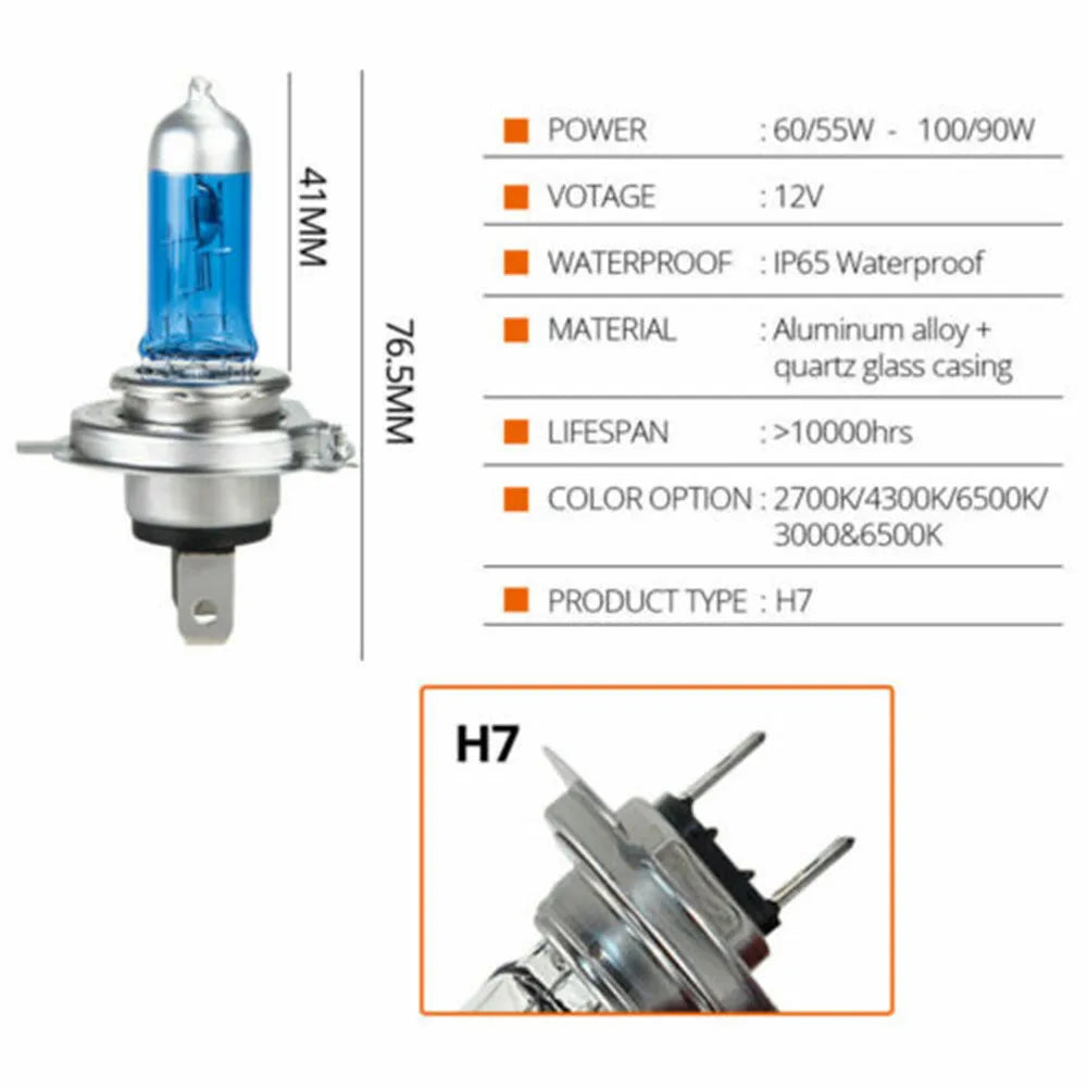 O xênon guardou o bulbo branco super do farol do olhar do efeito, lâmpada do halogênio, auto bulbo dianteiro da névoa do farol, 12V, 100 W, 90W, H7, 4500K, 4 PCes