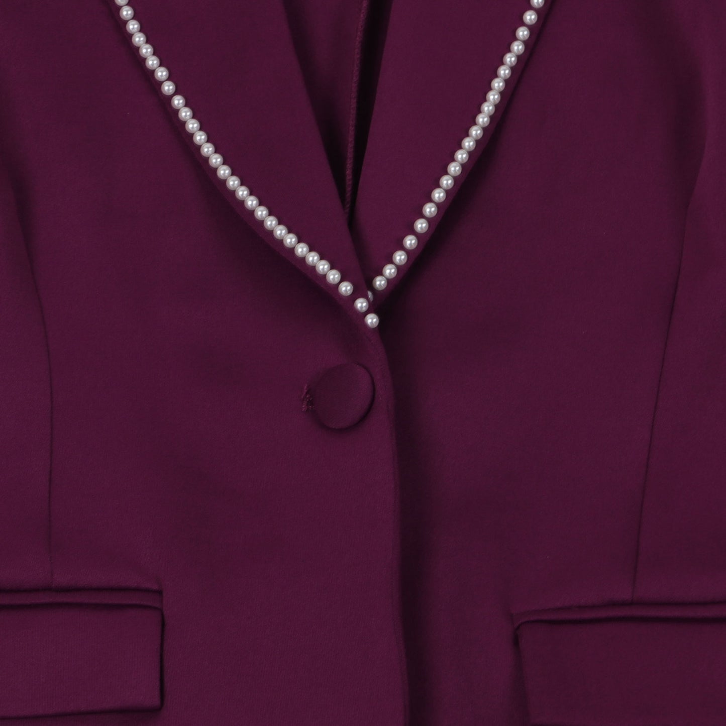 CM.YAYA Conjunto de dos piezas de chaqueta de manga larga y pantalón ancho para mujer, con empalme de perlas, para invierno y otoño de 2024