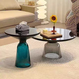 Artistic Glass Coffee Tables, Creative Design End Tables for Living Room , Stylish Accent Tea Table with Various Sizes & Colors