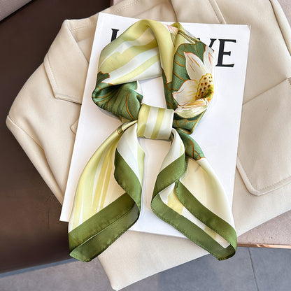 2024 Luxury Silk Shawl Square Scarf for Women Satin Hijab Fashion Wraps Neckerchief Female Hair Bands Ribbon Headband Bandana