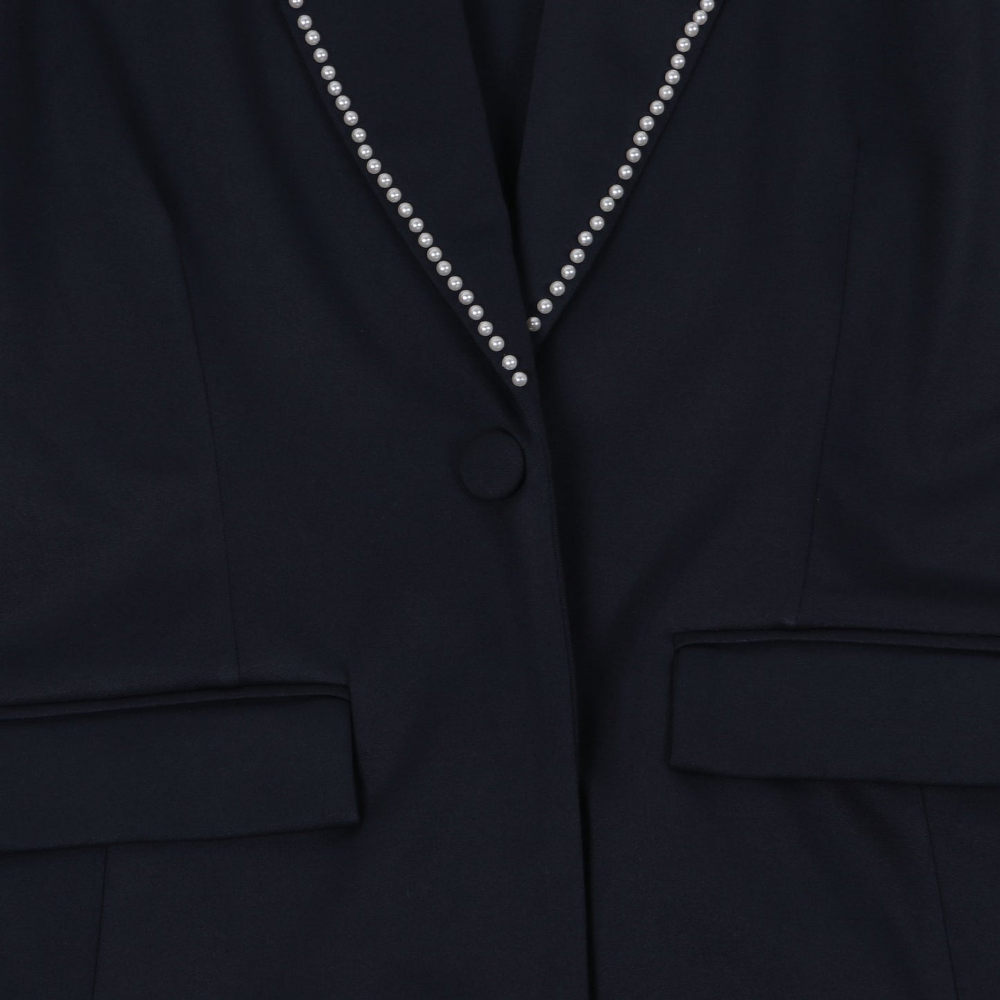 CM.YAYA Conjunto de dos piezas de chaqueta de manga larga y pantalón ancho para mujer, con empalme de perlas, para invierno y otoño de 2024