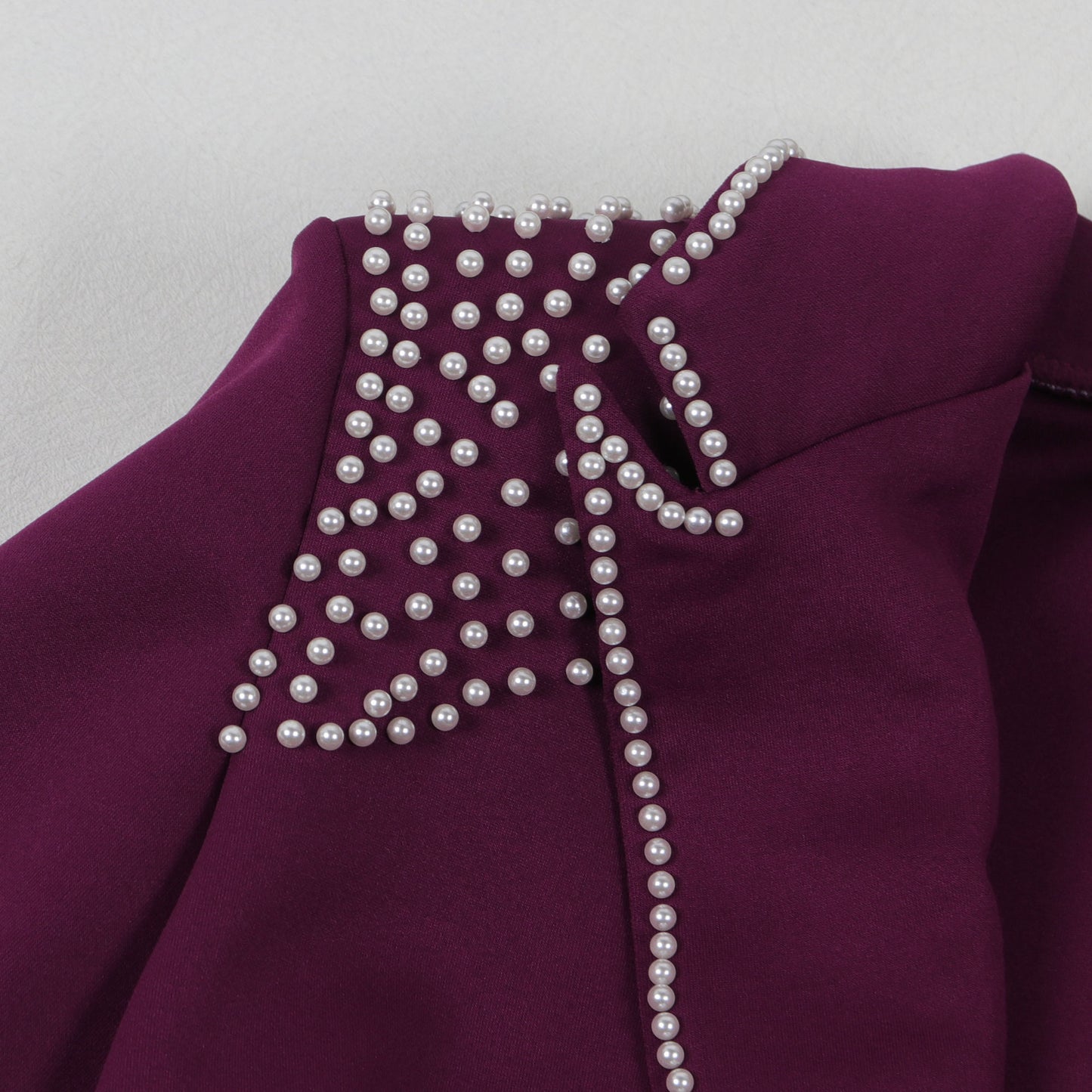 CM.YAYA Conjunto de dos piezas de chaqueta de manga larga y pantalón ancho para mujer, con empalme de perlas, para invierno y otoño de 2024