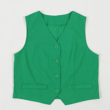 CM.YAYA Street Women's Set Sleeveless Button Fly Vest Shirt and Wide Leg Pants Elegant 2024 Fall Fashion Two 2-Piece Set Outfits