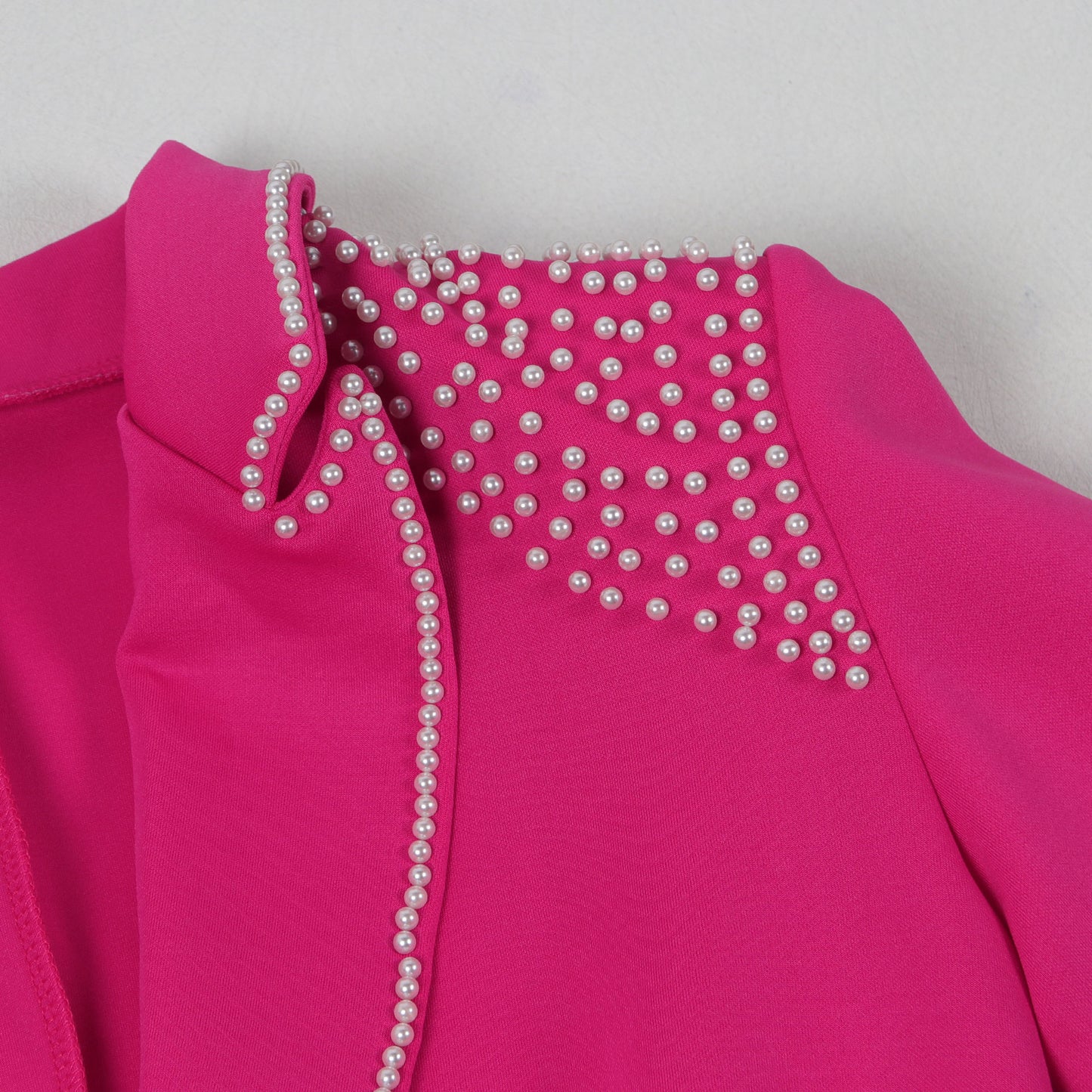 CM.YAYA Conjunto de dos piezas de chaqueta de manga larga y pantalón ancho para mujer, con empalme de perlas, para invierno y otoño de 2024