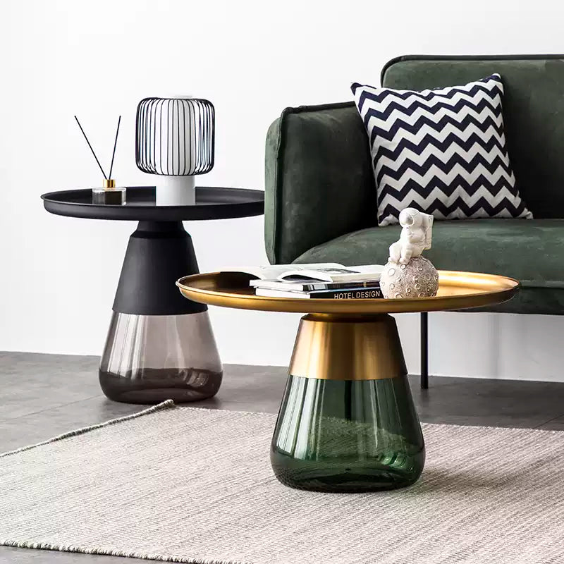 Artistic Glass Coffee Tables, Creative Design End Tables for Living Room , Stylish Accent Tea Table with Various Sizes & Colors
