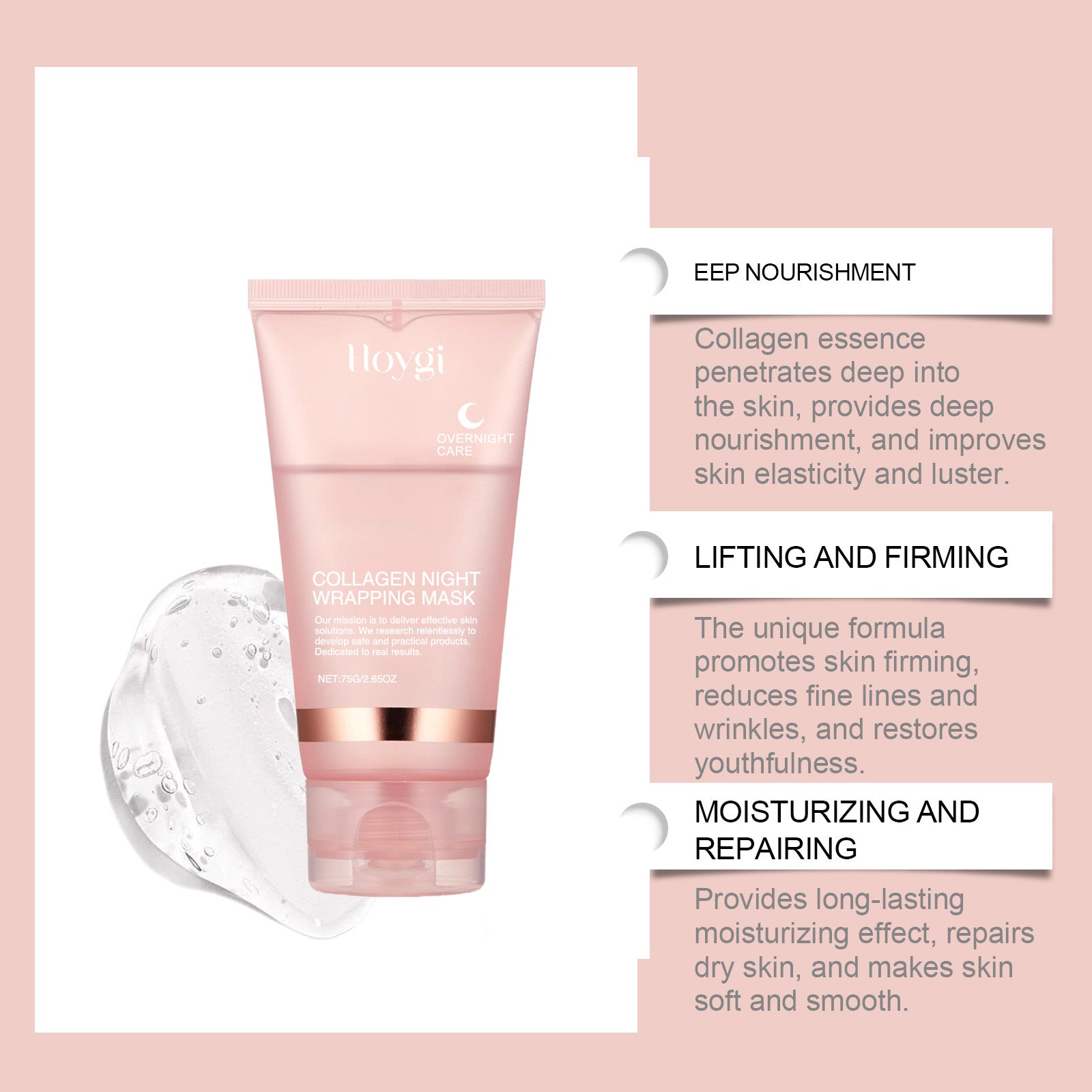 Collagen Overnight Wrapping Peel Off Facial Mask Set Korean Collagen Night Wrapping Mask Deeply Hydrates Night Care Mask Cream