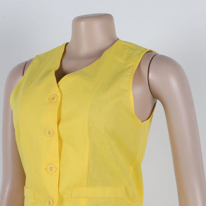 CM.YAYA Street Women's Set Sleeveless Button Fly Vest Shirt and Wide Leg Pants Elegant 2024 Fall Fashion Two 2-Piece Set Outfits