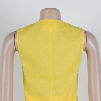 CM.YAYA Street Women's Set Sleeveless Button Fly Vest Shirt and Wide Leg Pants Elegant 2024 Fall Fashion Two 2-Piece Set Outfits