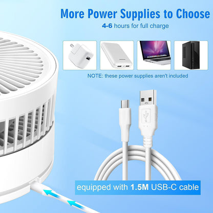 Wireless Folding Desk Fan Telescopic Outdoor Travel Camping Floor Low Noise Fan With 7200 mAh USB Rechargeable Fan  Standing Fan