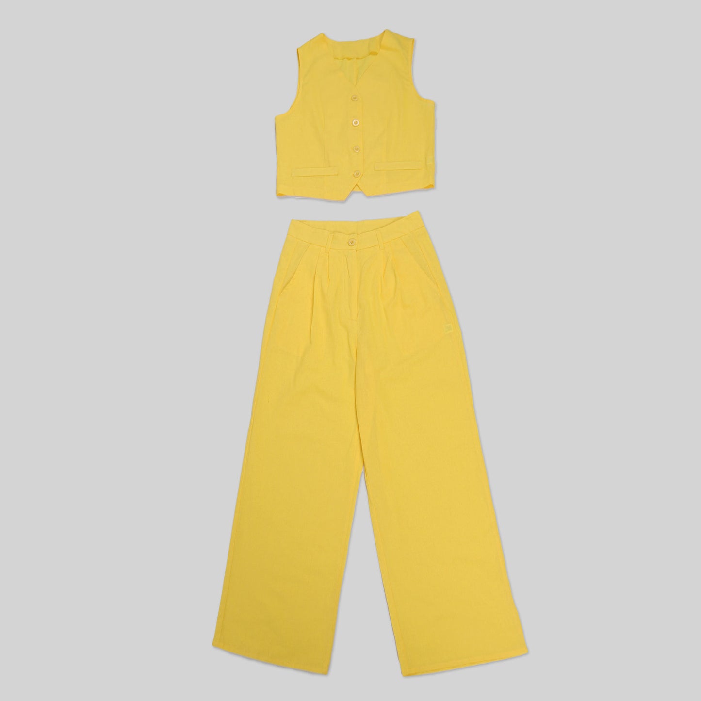 CM.YAYA Street Women's Set Sleeveless Button Fly Vest Shirt and Wide Leg Pants Elegant 2024 Fall Fashion Two 2-Piece Set Outfits