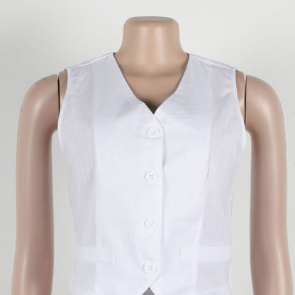 CM.YAYA Street Women's Set Sleeveless Button Fly Vest Shirt and Wide Leg Pants Elegant 2024 Fall Fashion Two 2-Piece Set Outfits