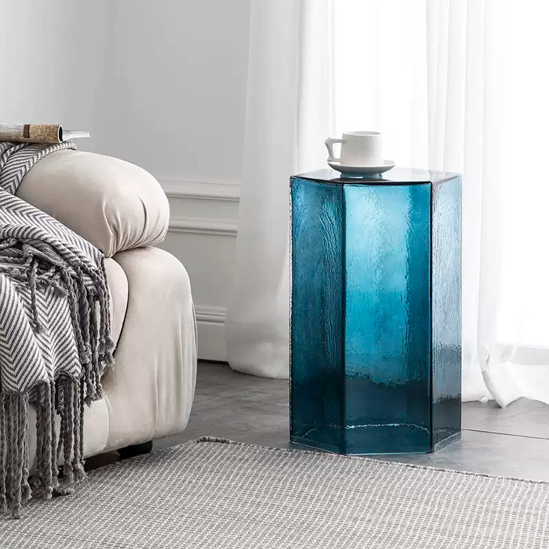 Artistic Glass Coffee Tables, Creative Design End Tables for Living Room , Stylish Accent Tea Table with Various Sizes & Colors