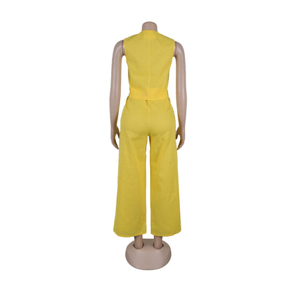 CM.YAYA Street Women's Set Sleeveless Button Fly Vest Shirt and Wide Leg Pants Elegant 2024 Fall Fashion Two 2-Piece Set Outfits