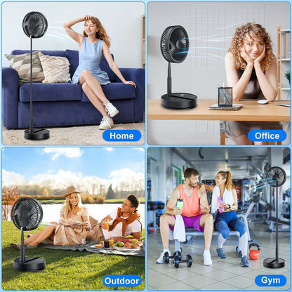 Wireless Folding Desk Fan Telescopic Outdoor Travel Camping Floor Low Noise Fan With 7200 mAh USB Rechargeable Fan  Standing Fan