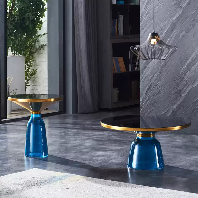 Artistic Glass Coffee Tables, Creative Design End Tables for Living Room , Stylish Accent Tea Table with Various Sizes & Colors