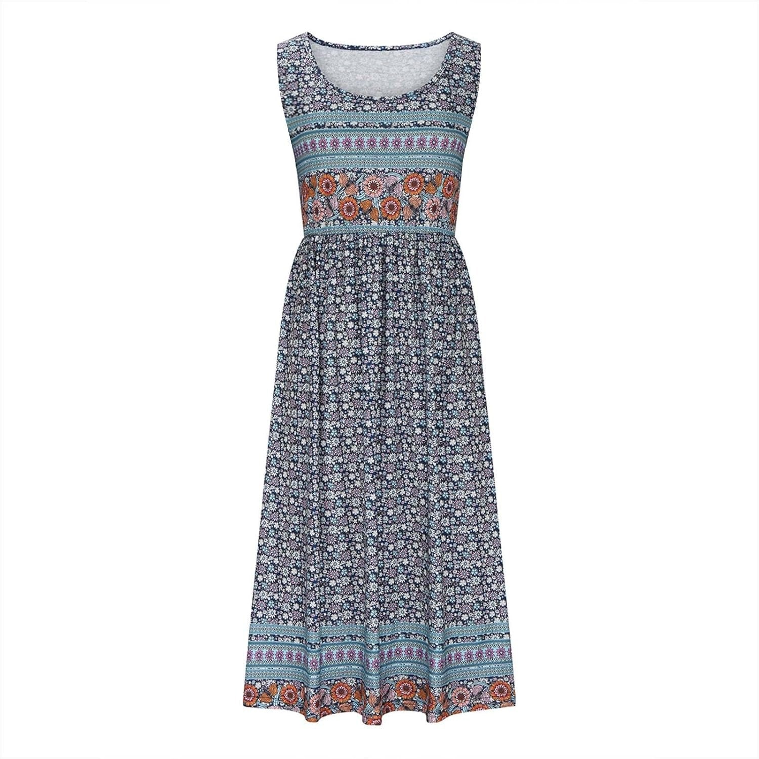 Europe and the United States 2024 spring and summer new print sleeveless pullover dress women casual plus-size dress