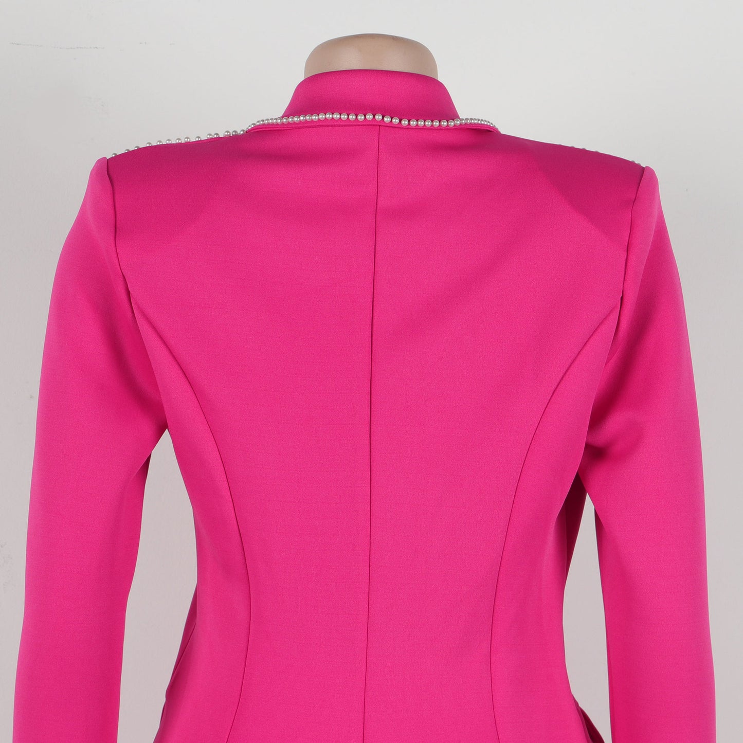 CM.YAYA Conjunto de dos piezas de chaqueta de manga larga y pantalón ancho para mujer, con empalme de perlas, para invierno y otoño de 2024