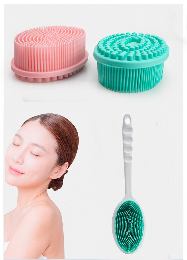 Exfoliating Sponge Dead Body Scrubber Skin Head Washing Brush Comb Silicone Bristle Bath Brush Scalp Massager Bath Tool Hygienic