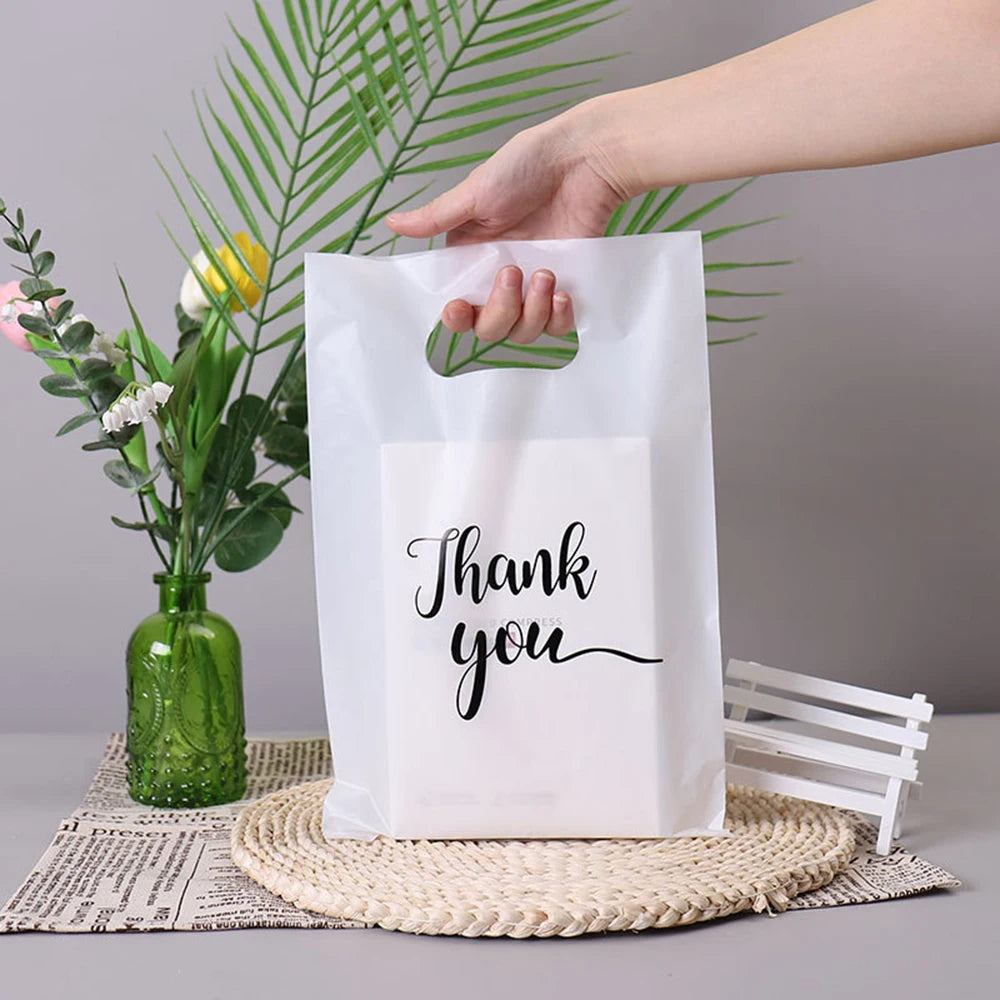 Obrigado Sacos De Presente De Plástico, Casamento, Aniversário, Convidado, Envoltório De Presente, Pequena Empresa, Doces, Pastry Store Packaging, 100 Pcs, 50 Pcs, 10Pcs