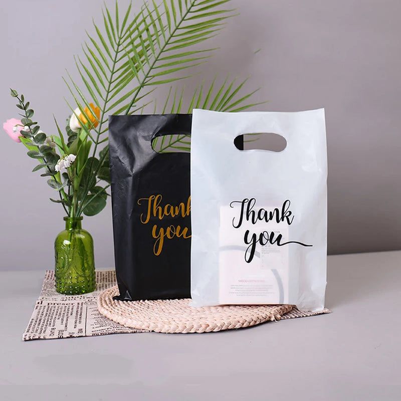 Thank You Plastic Gift Bags, Wedding, Birthday, Guest, Gift Wrap, Small Business, Candy, Pastry Store Packaging, 100 Pcs, 50 Pcs, 10Pcs 