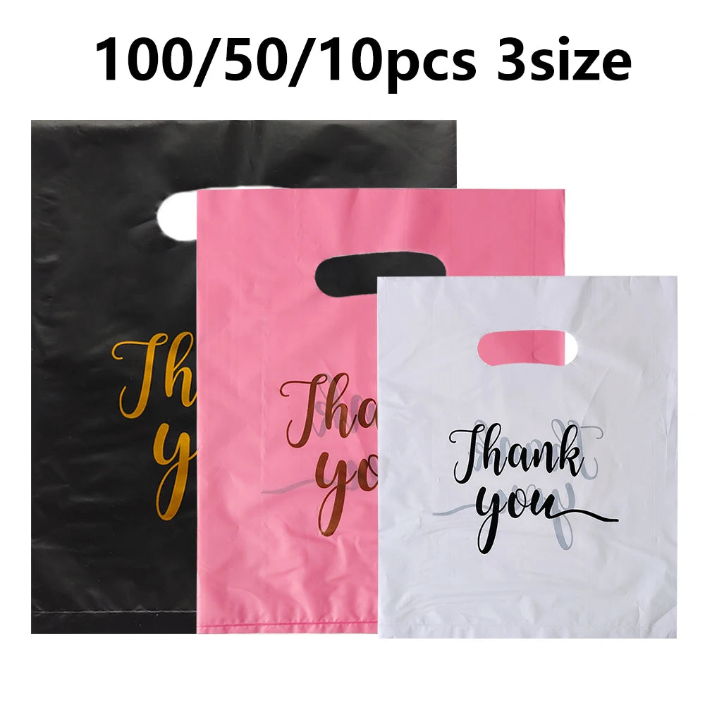 Obrigado Sacos De Presente De Plástico, Casamento, Aniversário, Convidado, Envoltório De Presente, Pequena Empresa, Doces, Pastry Store Packaging, 100 Pcs, 50 Pcs, 10Pcs