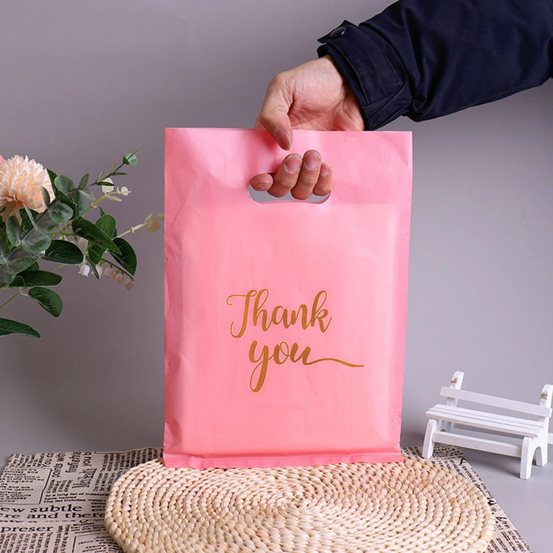 Thank You Plastic Gift Bags, Wedding, Birthday, Guest, Gift Wrap, Small Business, Candy, Pastry Store Packaging, 100 Pcs, 50 Pcs, 10Pcs 