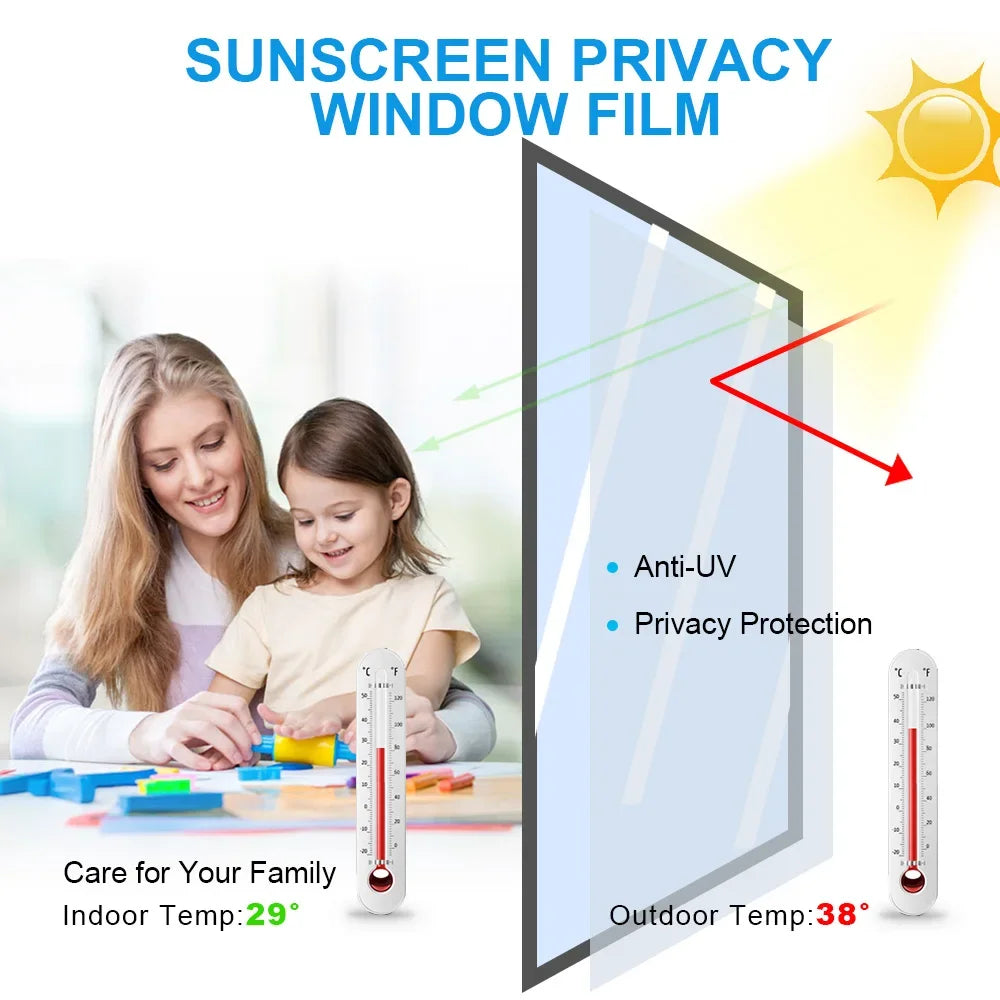 Película de espejo unidireccional para ventanas, vinilo autoadhesivo reflectante solar, pegatina plateada para vidrio, tinte de privacidad para ventanas del hogar, 2 m, 3 m, 5 m 
