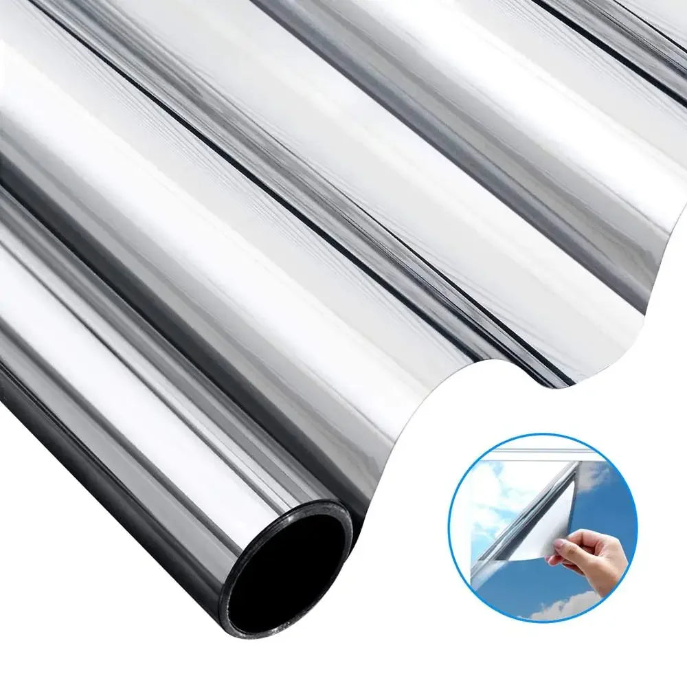 Película de espejo unidireccional para ventanas, vinilo autoadhesivo reflectante solar, pegatina plateada para vidrio, tinte de privacidad para ventanas del hogar, 2 m, 3 m, 5 m 