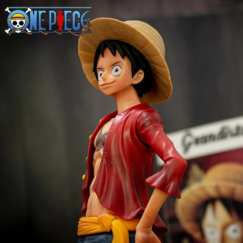 One piece anime figure, 28cm, uma peça, sorriso, rosto, luffy, rosto, boneca, estatueta de ação, modelo, brinquedos kits
